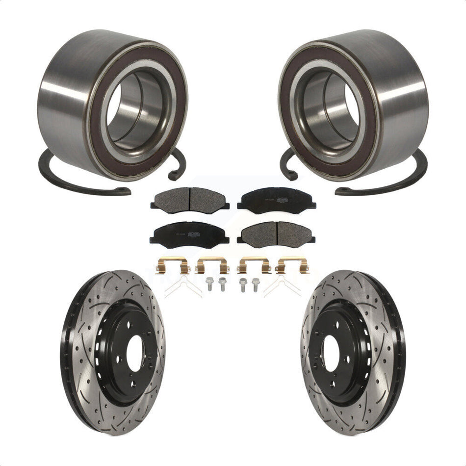 Front Wheel Bearing Coated Drilled Slot Brake Rotor & Pad Kit For 2018-2023 Honda Odyssey KBB-130779