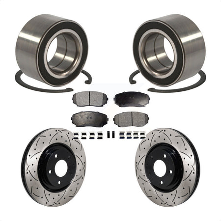 Front Wheel Bearing Coated Drilled Slotted Brake Rotor & Pad Kit For 2016-2018 Mazda CX-9 KBB-130780