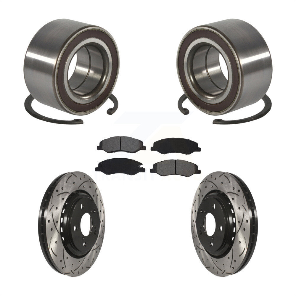 Front Wheel Bearing Coated Drilled Slot Brake Rotor & Pad Kit For 2018-2023 Honda Odyssey KBB-130787