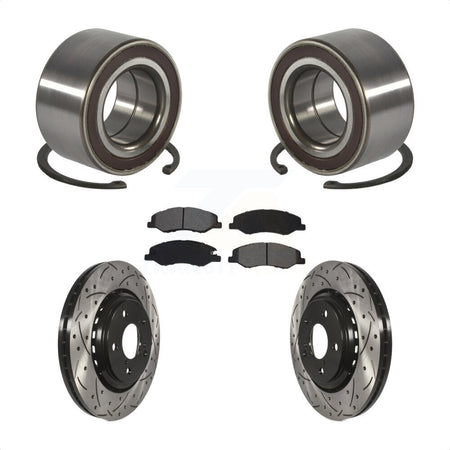Front Wheel Bearing Coated Drilled Slot Brake Rotor & Pad Kit For 2018-2023 Honda Odyssey KBB-130787