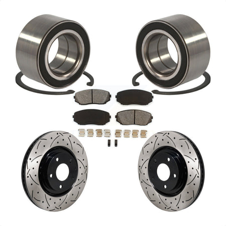 Front Wheel Bearing Coated Drilled Slotted Brake Rotor & Pad Kit For 2016-2018 Mazda CX-9 KBB-130788