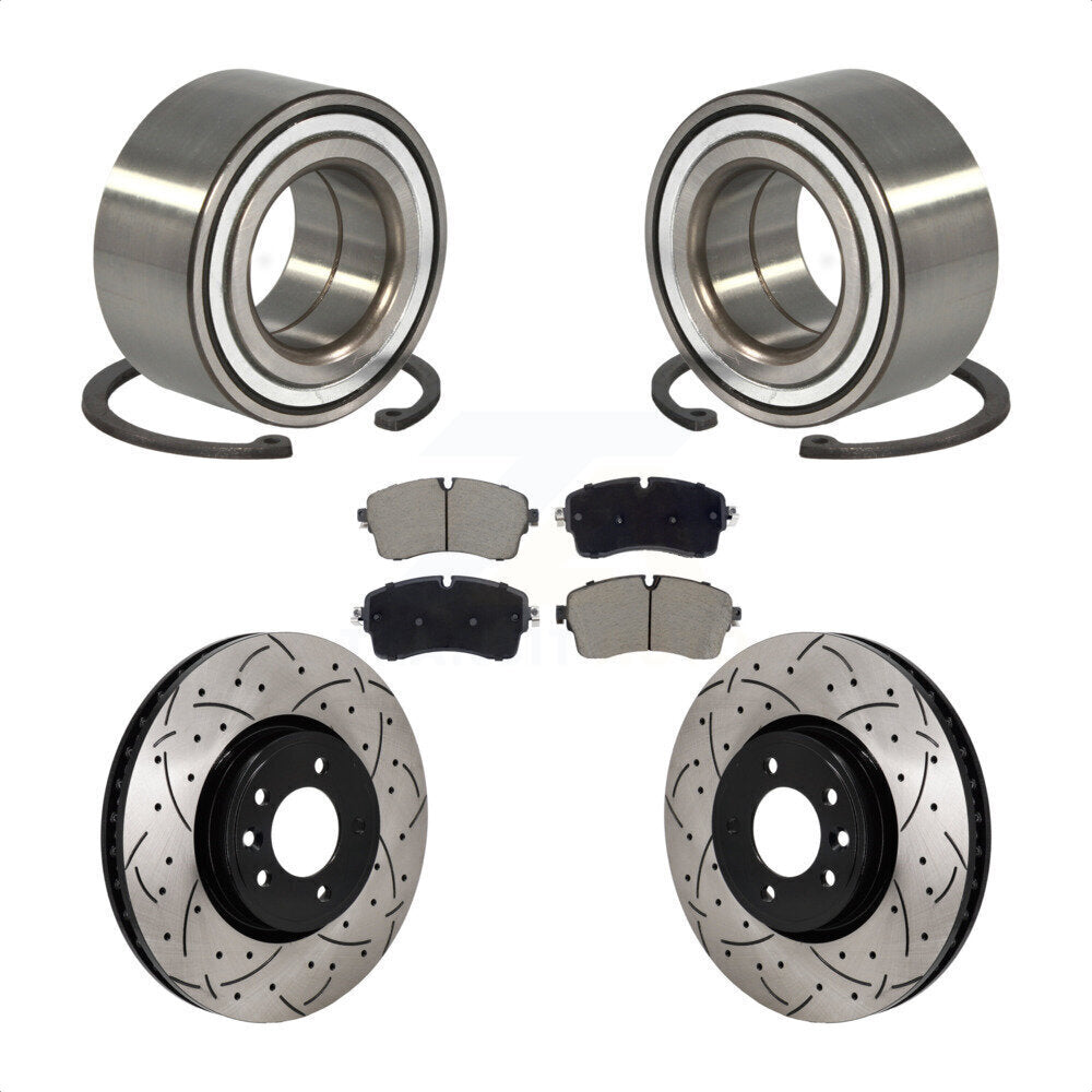 Front Wheel Bearing Coated Drill Slot Brake Rotor Pads Kit For Land Rover Discovery Range KBB-130790