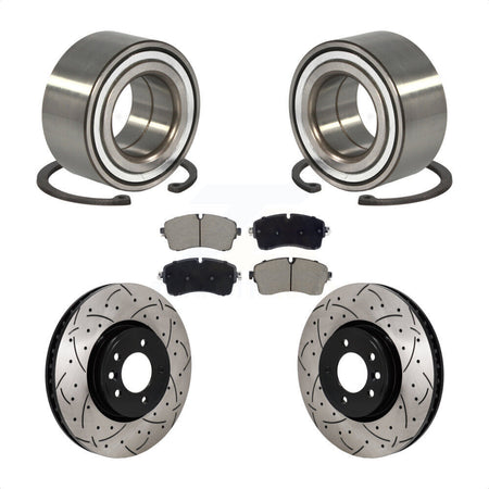 Front Wheel Bearing Coated Drill Slot Brake Rotor Pads Kit For Land Rover Discovery Range KBB-130790