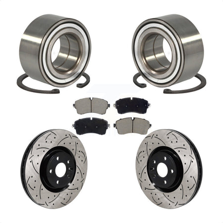 Front Wheel Bearing Drilled Slot Brake Rotor & Pad Kit For Land Rover Range Evoque Jaguar KBB-130791