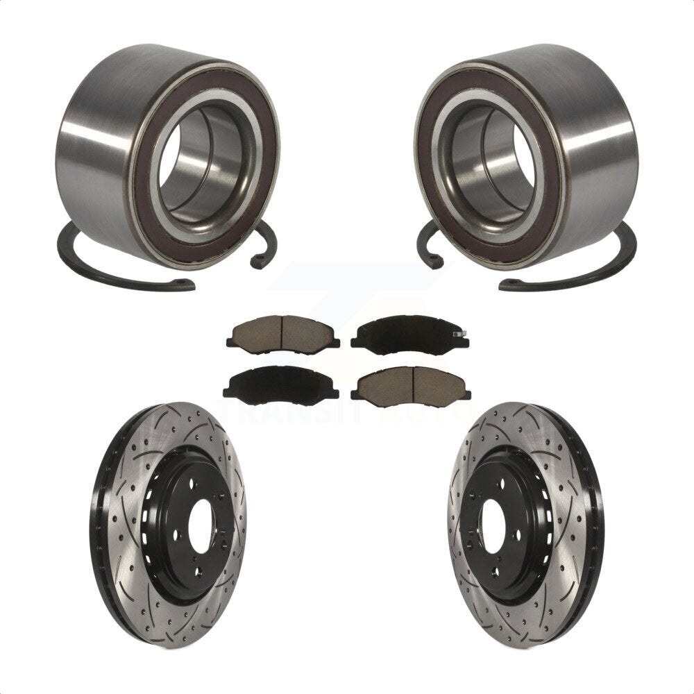 Front Wheel Bearing Coated Drilled Slot Brake Rotor & Pad Kit For 2018-2023 Honda Odyssey KBB-130794