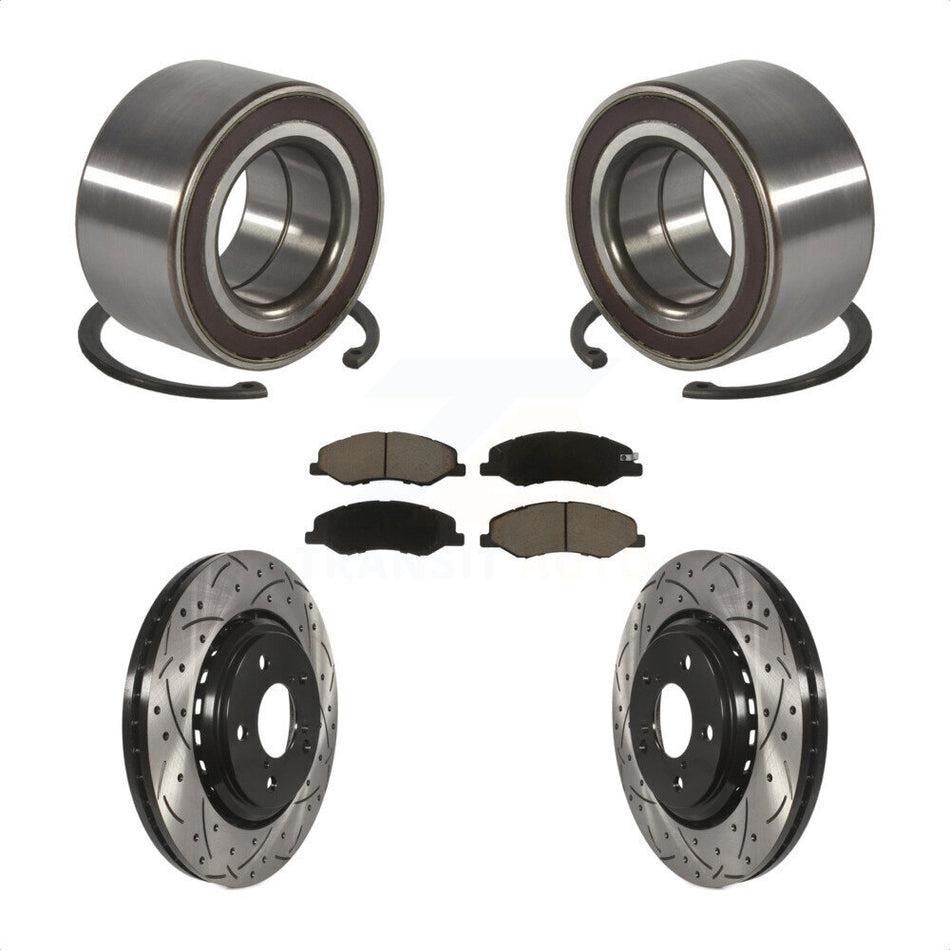 Front Wheel Bearing Coated Drilled Slot Brake Rotor & Pad Kit For 2018-2023 Honda Odyssey KBB-130794