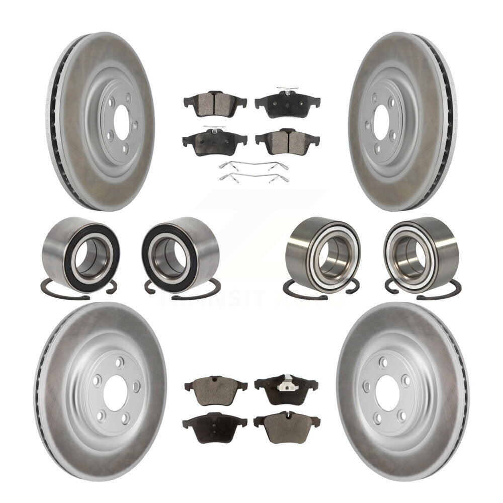 Front Rear Bearing Coat Brake Rotor Pads Kit (10Pc) For 2016 Jaguar XJ Base with AWD 3.0L KBB-130801