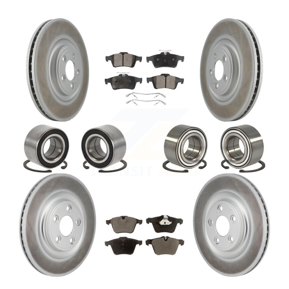 Front Rear Bearing Coat Brake Rotor Pads Kit (10Pc) For 2016 Jaguar XJ Base with AWD 3.0L KBB-130801