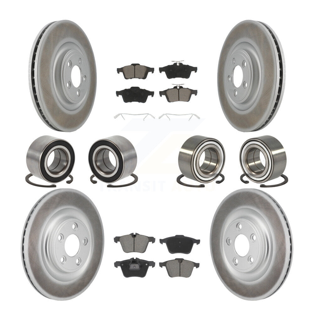 Front Rear Bearing Coat Brake Rotor Pads Kit (10Pc) For 2016 Jaguar XJ Base with AWD 3.0L KBB-130805