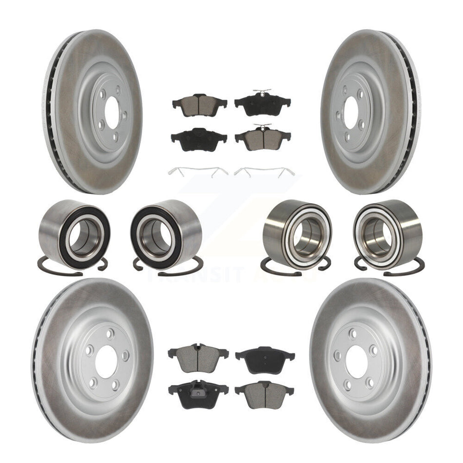 Front Rear Bearing Coat Brake Rotor Pads Kit (10Pc) For 2016 Jaguar XJ Base with AWD 3.0L KBB-130805