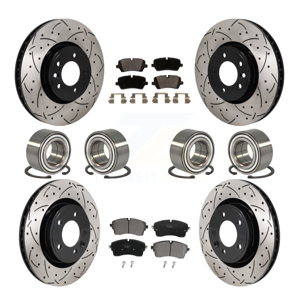 Front Rear Bearing Coated Disc Brake Rotor Pads Kit (10Pc) For Land Rover Discovery Range KBB-130806