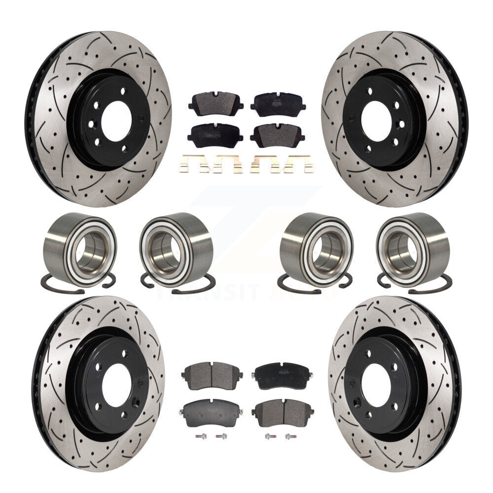 Front Rear Bearing Coated Disc Brake Rotor Pads Kit (10Pc) For Land Rover Discovery Range KBB-130807