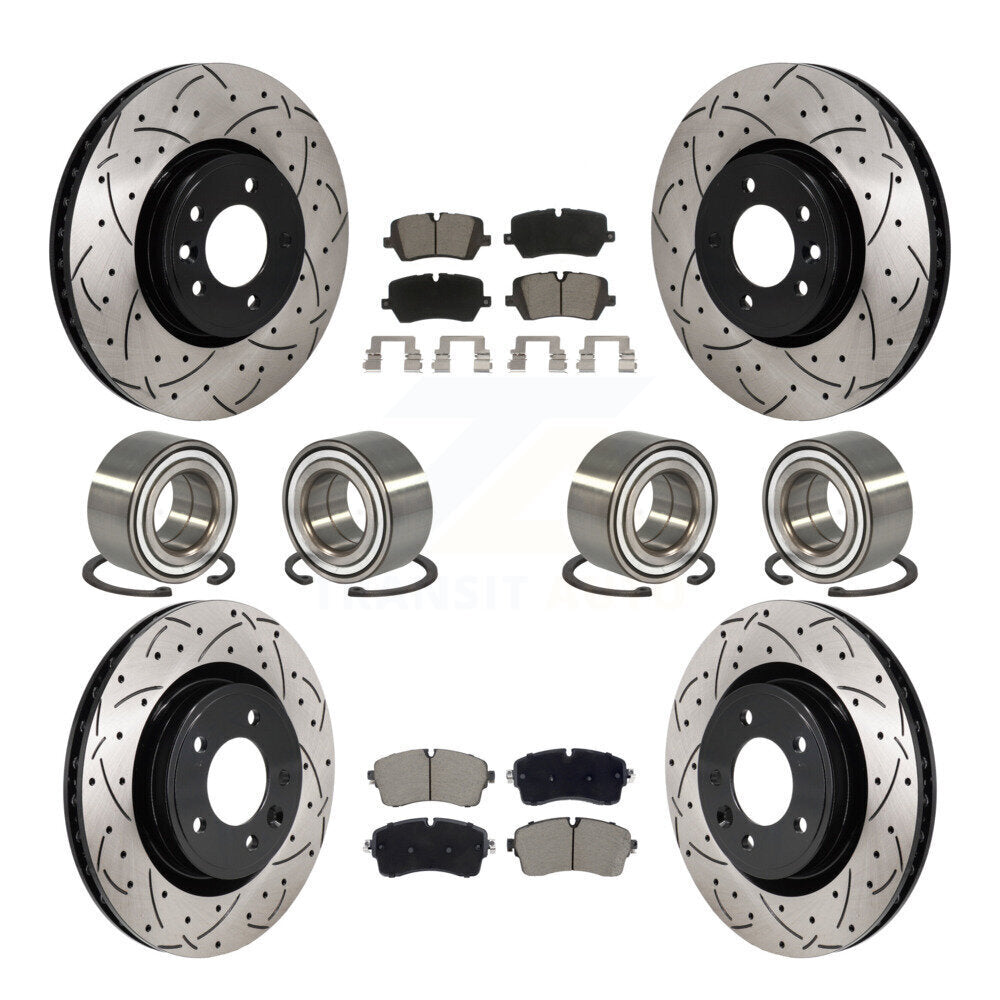 Front Rear Bearing Coated Disc Brake Rotor Pads Kit (10Pc) For Land Rover Discovery Range KBB-130808