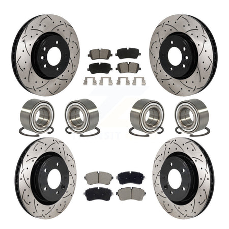 Front Rear Bearing Coated Disc Brake Rotor Pads Kit (10Pc) For Land Rover Discovery Range KBB-130808