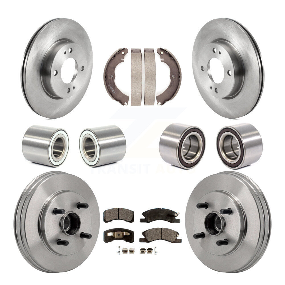 Front Rear Bearings Disc Brake Rotors And Pads Shoes Kit (10Pc) For Mitsubishi Mirage G4 KBB-130822