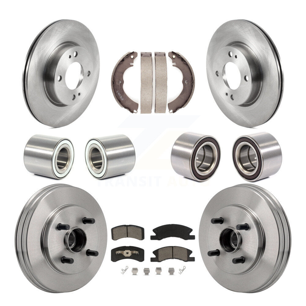 Front Rear Bearings Disc Brake Rotors And Pads Shoes Kit (10Pc) For Mitsubishi Mirage G4 KBB-130823