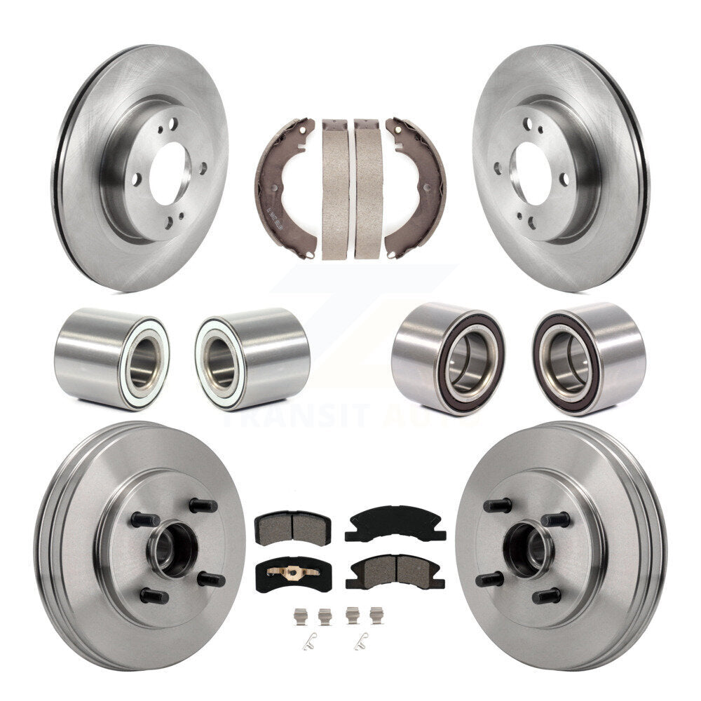 Front Rear Bearings Disc Brake Rotors And Pads Shoes Kit (10Pc) For Mitsubishi Mirage G4 KBB-130825