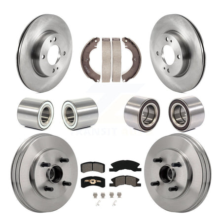 Front Rear Bearings Disc Brake Rotors And Pads Shoes Kit (10Pc) For Mitsubishi Mirage G4 KBB-130825