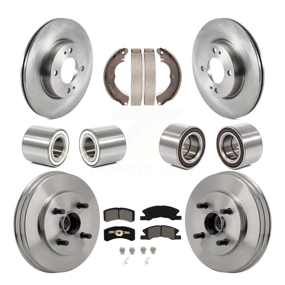 Front Rear Bearings Disc Brake Rotors And Pads Shoes Kit (10Pc) For Mitsubishi Mirage G4 KBB-130825