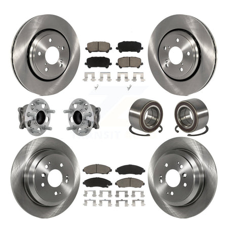 Front Rear Hub Bearing Disc Brake Rotor And Pads Kit (10Pc) For 2016-2022 Honda Pilot FWD KBB-130867