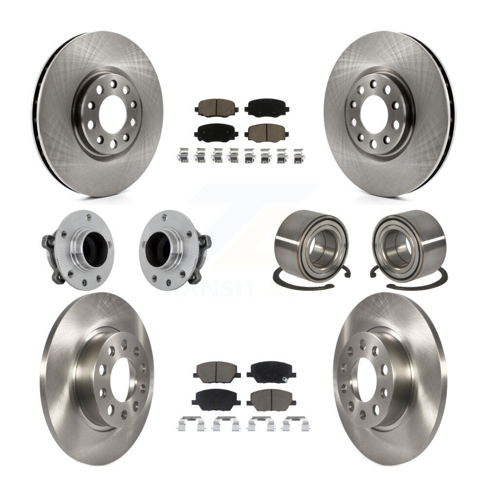 Front Rear Hub Bearings Disc Brake Rotors And Pads Kit (10Pc) For 2016-2018 Fiat 500X FWD KBB-130870