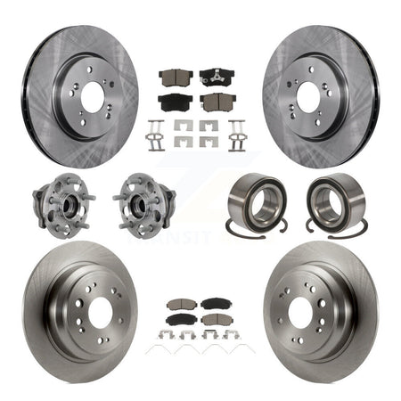 Front Rear Hub Bearing Disc Brake Rotor And Pad Kit (10Pc) For Honda Crosstour Accord AWD KBB-130872