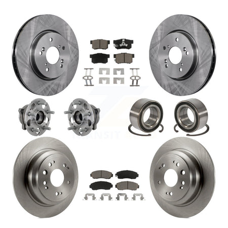 Front Rear Hub Bearing Brake Rotor And Pad Kit (10Pc) For 2010 Honda Accord Crosstour AWD KBB-130873