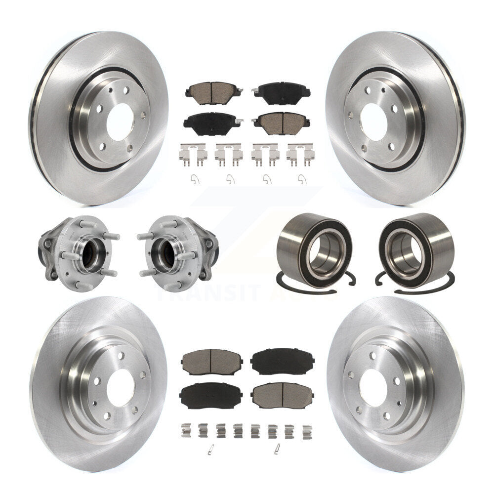 Front Rear Hub Bearing Disc Brake Rotors And Pads Kit (10Pc) For 2016-2018 Mazda CX-9 FWD KBB-130874