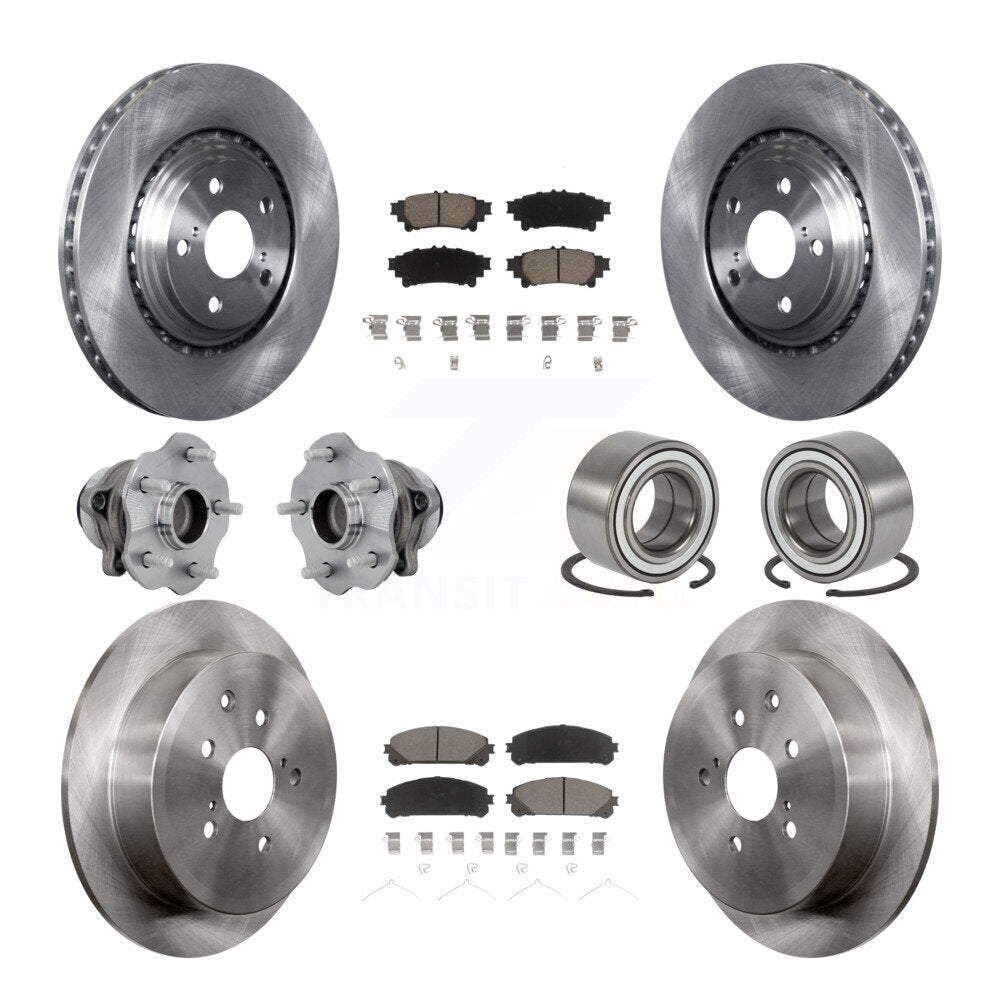 Front Rear Hub Bearing Disc Brake Rotor Pads Kit (10Pc) For Toyota Highlander Lexus RX350 KBB-130875