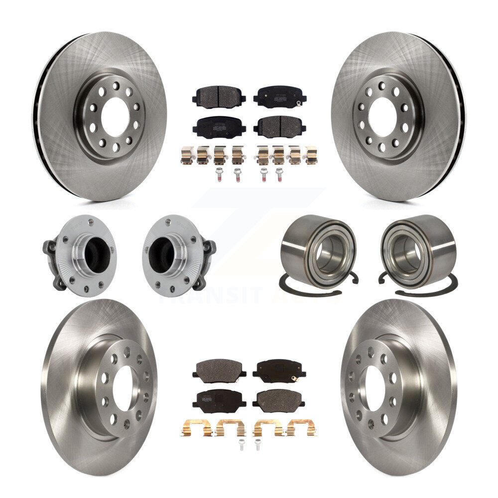 Front Rear Hub Bearings Disc Brake Rotors And Pads Kit (10Pc) For 2016-2018 Fiat 500X FWD KBB-130879