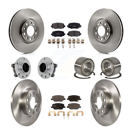 Front Rear Hub Bearings Disc Brake Rotors And Pads Kit (10Pc) For 2016-2018 Fiat 500X FWD KBB-130879