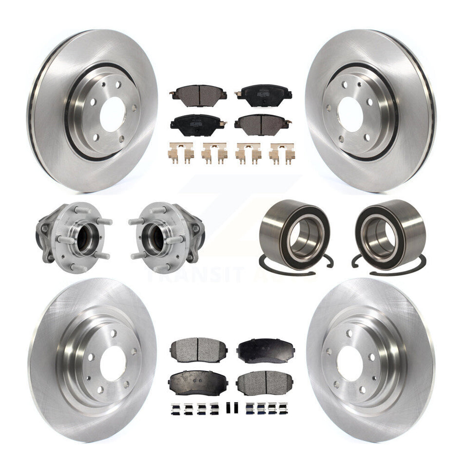 Front Rear Hub Bearing Disc Brake Rotors And Pads Kit (10Pc) For 2016-2018 Mazda CX-9 FWD KBB-130881
