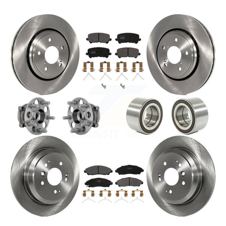 Front Rear Hub Bearing Disc Brake Rotor Pads Kit (10Pc) For 2017-2019 Honda Ridgeline AWD KBB-130886