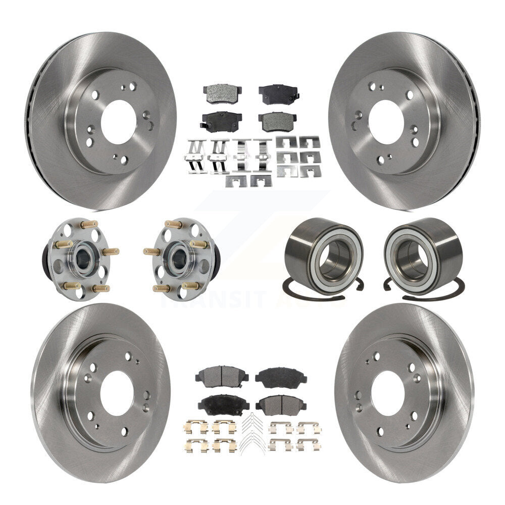 Front Rear Wheel Hub Bearing Disc Brake Rotor And Pad Kit (10Pc) For 2011-2015 Honda CR-Z KBB-130888
