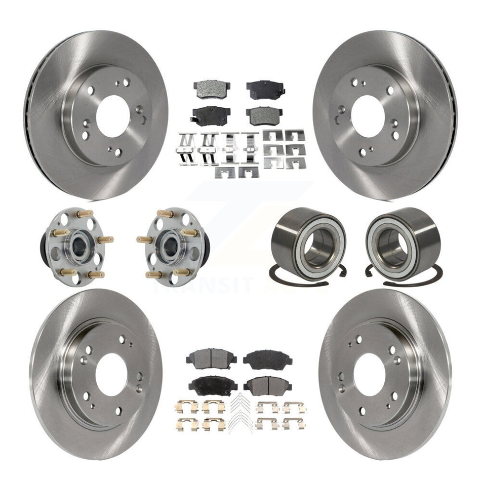 Front Rear Wheel Hub Bearing Disc Brake Rotor And Pad Kit (10Pc) For 2011-2015 Honda CR-Z KBB-130888