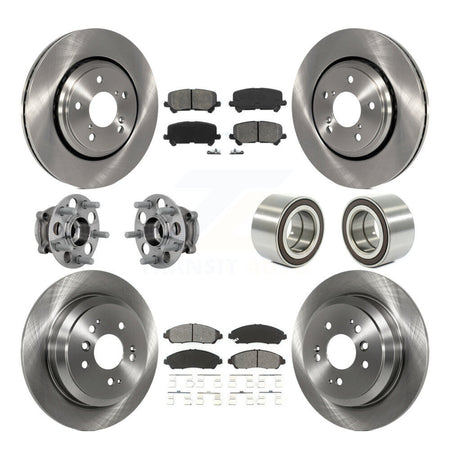 Front Rear Hub Bearing Disc Brake Rotor Pads Kit (10Pc) For 2017-2019 Honda Ridgeline AWD KBB-130891