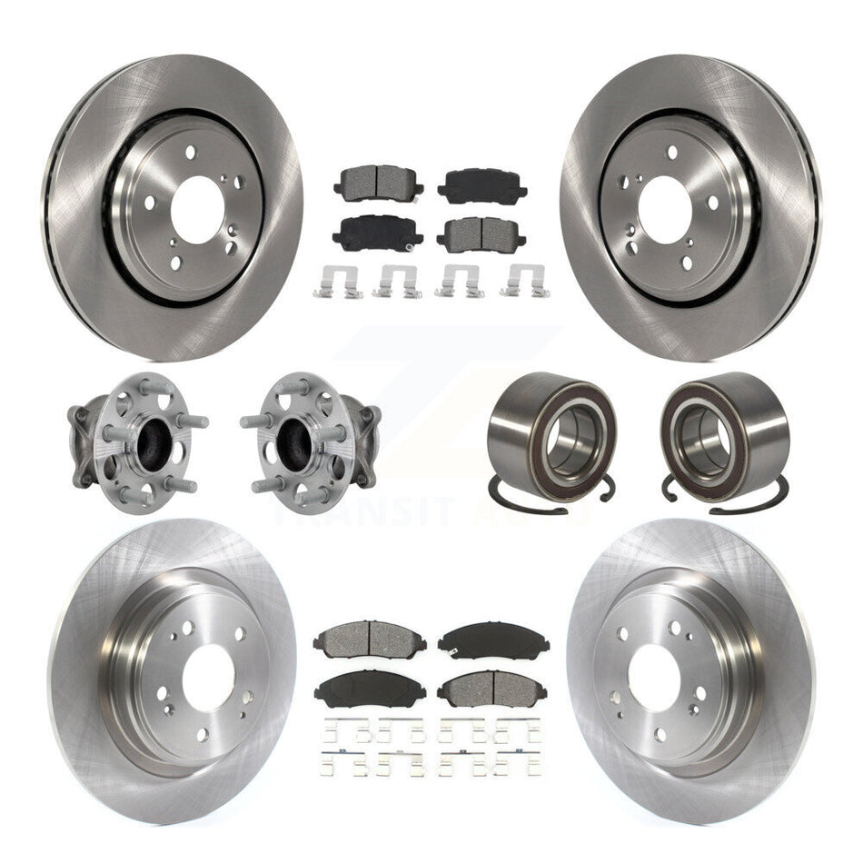 Front Rear Hub Bearings Disc Brake Rotors And Semi-Metallic Pads Kit (10Pc) For Acura MDX KBB-130892