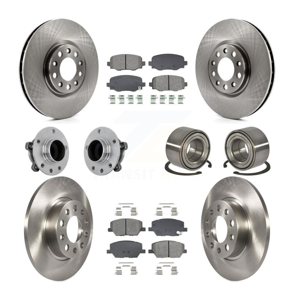 Front Rear Hub Bearings Disc Brake Rotors And Pads Kit (10Pc) For 2016-2018 Fiat 500X FWD KBB-130894