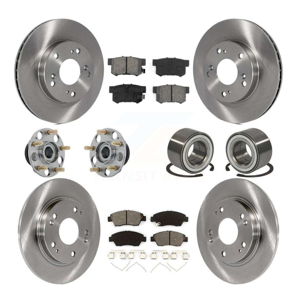 Front Rear Wheel Hub Bearing Disc Brake Rotor And Pad Kit (10Pc) For 2011-2015 Honda CR-Z KBB-130896