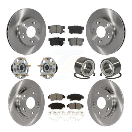 Front Rear Wheel Hub Bearing Disc Brake Rotor And Pad Kit (10Pc) For 2011-2015 Honda CR-Z KBB-130896