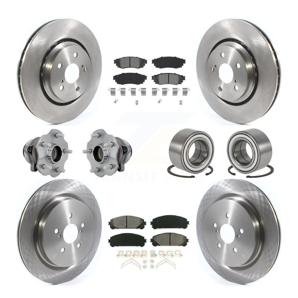 Front Rear Wheel Hub Bearing Disc Brake Rotor And Pad Kit (10Pc) For 2016 Lexus RX350 FWD KBB-130899