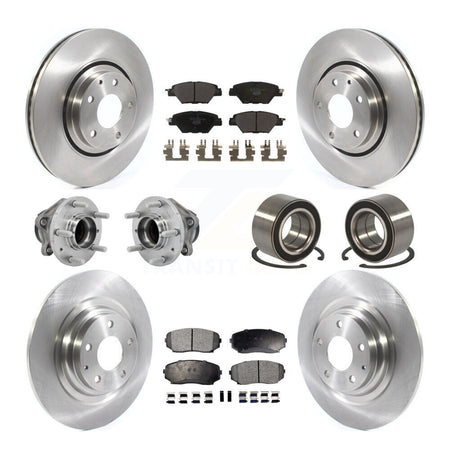 Front Rear Hub Bearing Disc Brake Rotors And Pads Kit (10Pc) For 2016-2018 Mazda CX-9 FWD KBB-130900