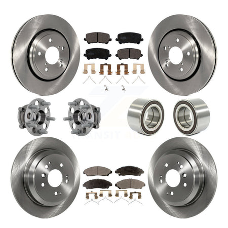 Front Rear Hub Bearing Disc Brake Rotor Pads Kit (10Pc) For 2017-2019 Honda Ridgeline AWD KBB-130901