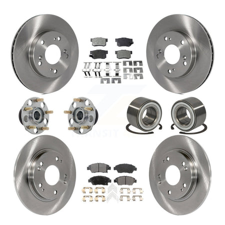 Front Rear Wheel Hub Bearing Disc Brake Rotor And Pad Kit (10Pc) For 2011-2015 Honda CR-Z KBB-130902