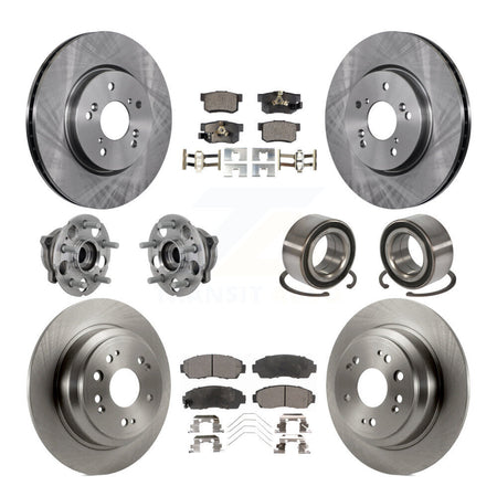 Front Rear Hub Bearing Disc Brake Rotor And Pad Kit (10Pc) For Honda Crosstour Accord AWD KBB-130903
