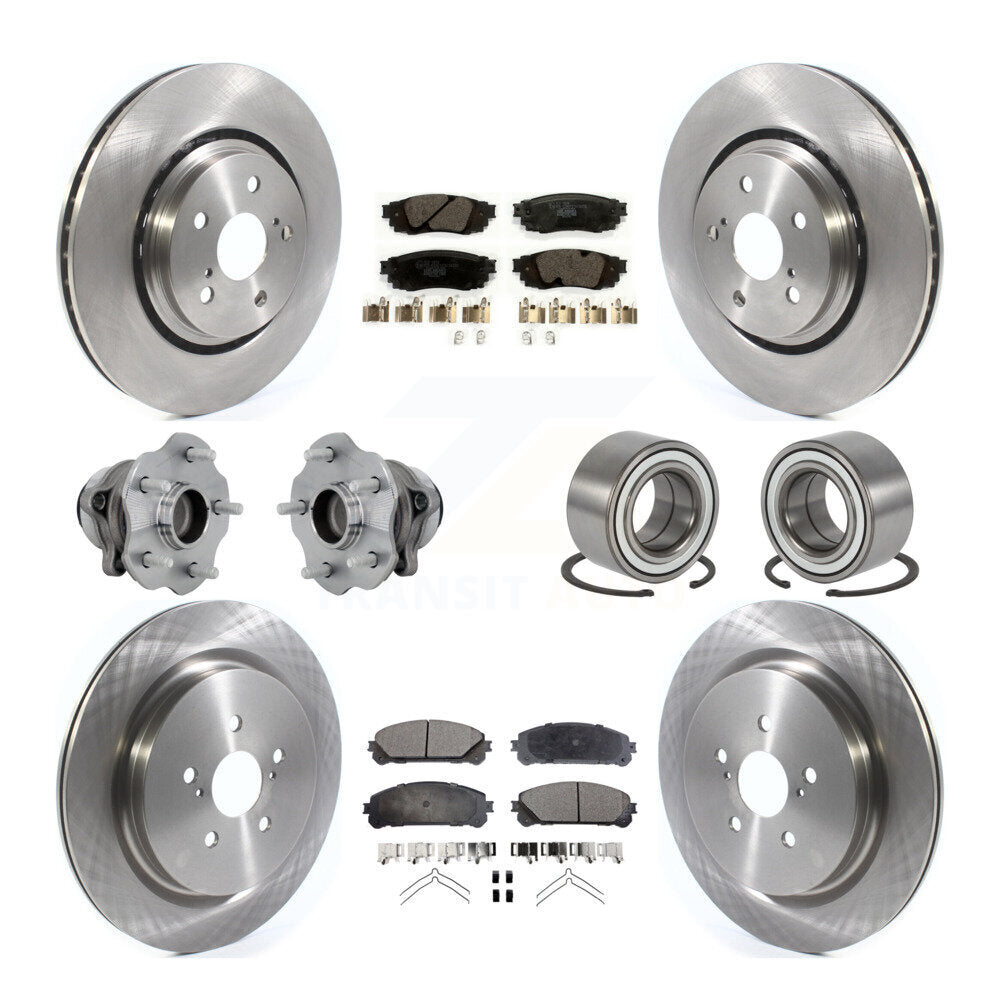 Front Rear Wheel Hub Bearing Disc Brake Rotor And Pad Kit (10Pc) For 2016 Lexus RX350 FWD KBB-130909