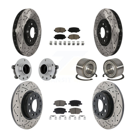 Front Rear Hub Bearing Coated Disc Brake Rotor Pad Kit (10Pc) For 2016-2018 Fiat 500X FWD KBB-130911