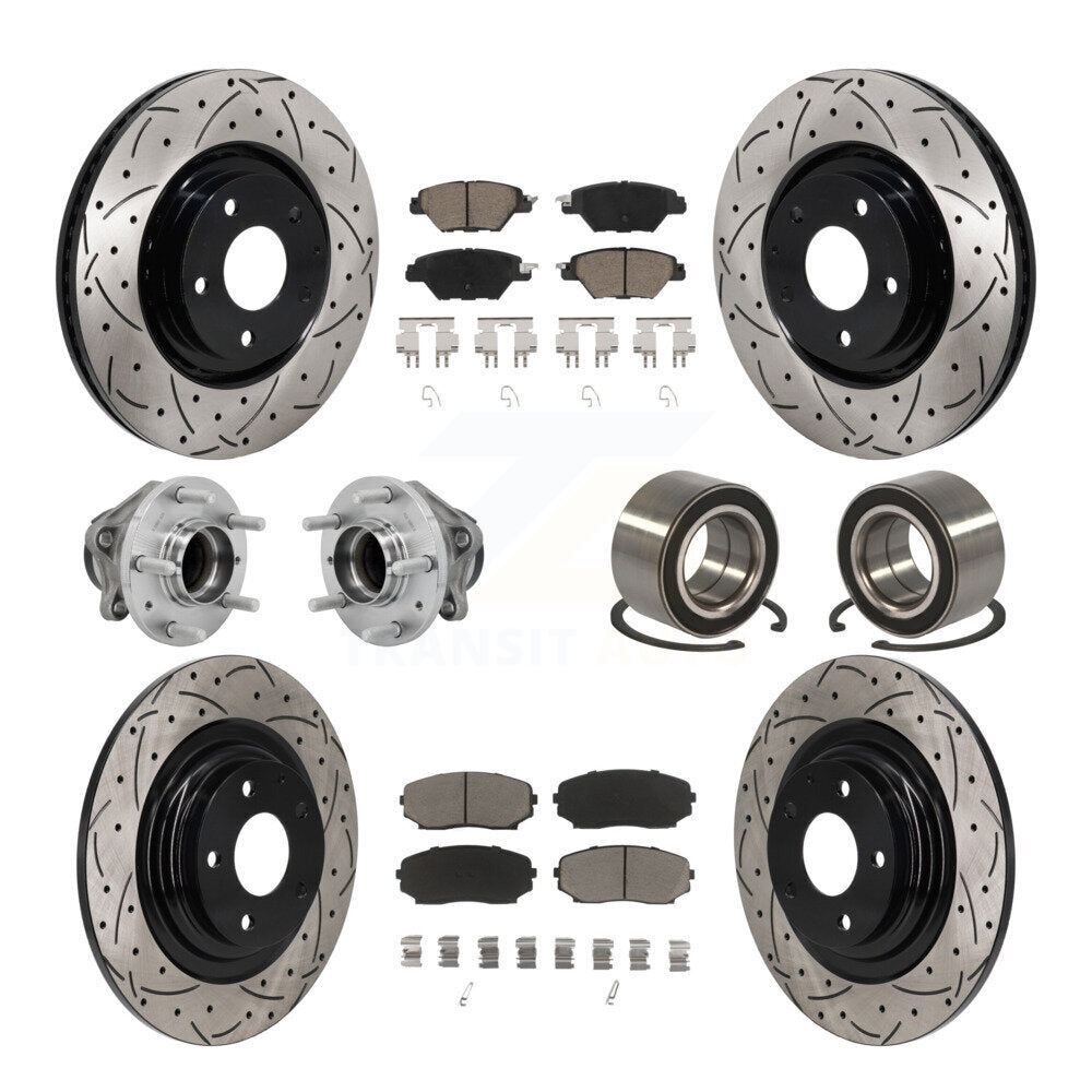 Front Rear Hub Bearing Coated Brake Rotor And Pad Kit (10Pc) For 2016-2018 Mazda CX-9 FWD KBB-130913