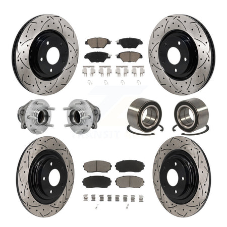 Front Rear Hub Bearing Coated Brake Rotor And Pad Kit (10Pc) For 2016-2018 Mazda CX-9 FWD KBB-130913