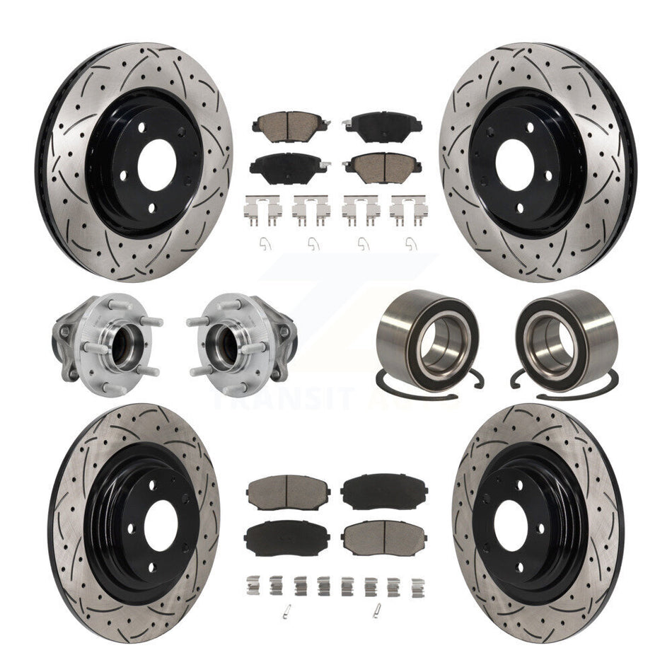 Front Rear Hub Bearing Coated Brake Rotor And Pad Kit (10Pc) For 2016-2018 Mazda CX-9 FWD KBB-130913